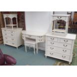 A contemporary Laura Ashley Home bedroom suite comprising bow fronted dressing table, 77cm high x