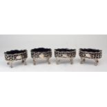 A SET OF FOUR GEORGE III OPEN SILVER SALTS by Francis Spilsbury II, London 1770, of shaped oval