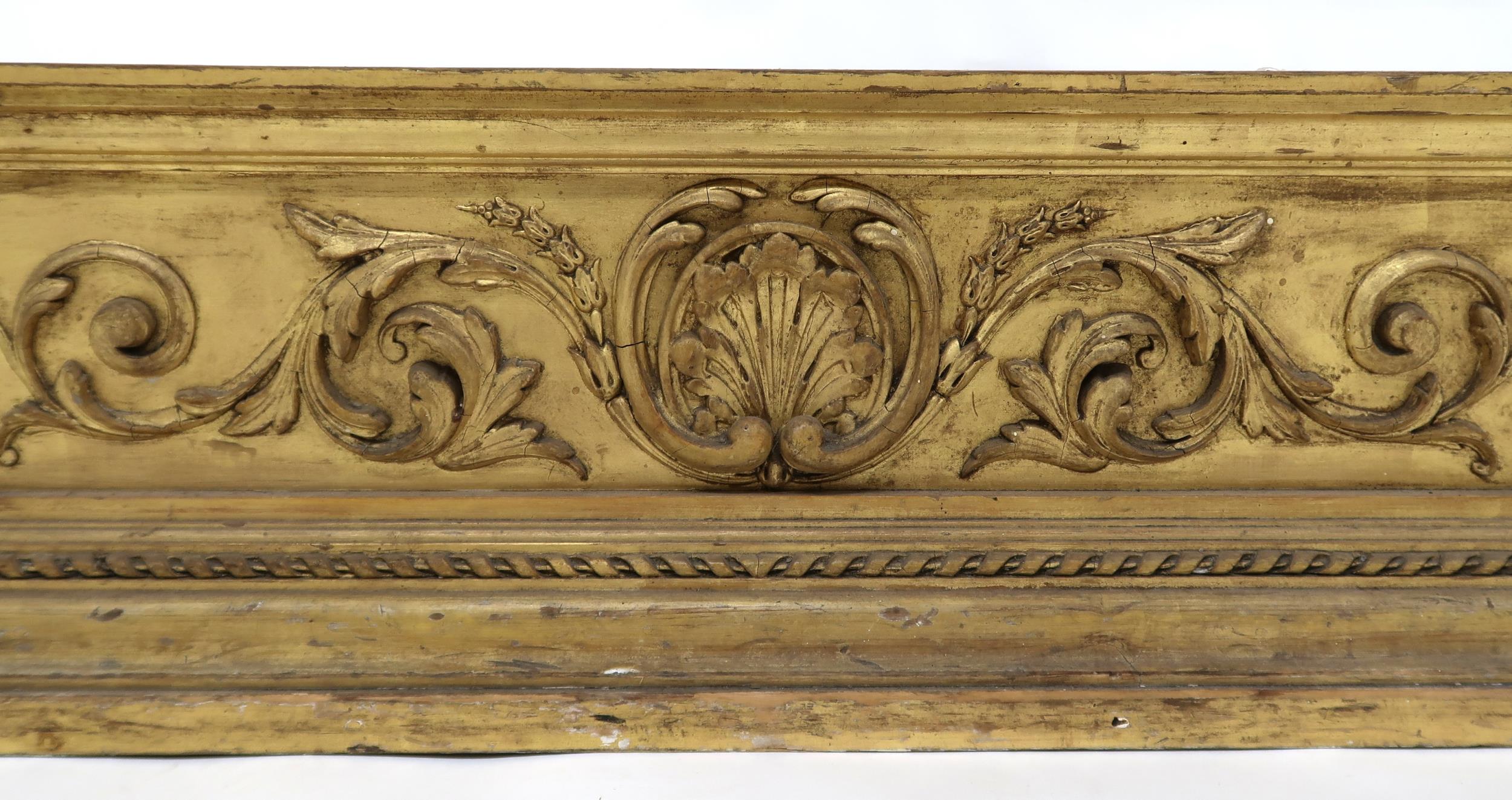 A LARGE 19TH CENTURY PINE GILT GESSO PLANT TROUGH  with moulded cornice over central scrolled - Image 3 of 11