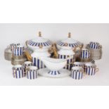 AN ITALIAN RICHARD GINORI PORCELAIN TEA, COFFEE AND DINNER SERVICE decorated in blue and gold