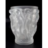 A LALIQUE CRYSTAL BACCHANTES VASE the frosted body moulded with a continuous scene of dancing