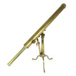 A 19th CENTURY BRASS LIBRARY TELESCOPE BY TROUGHTON & SIMMS, LONDON