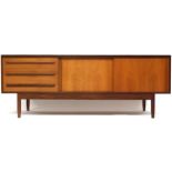 A MID-20TH CENTURY TEAK WHITE & NEWTON LTD PORTSMOUTH SIDEBOARD  with pair of sliding cabinet