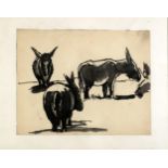 JOSEF HERMAN OBE RA (BRITISH 1911-2000) DONKEYS Pencil, ink and wash, 17.5 x 22.5cm (7 x 9")