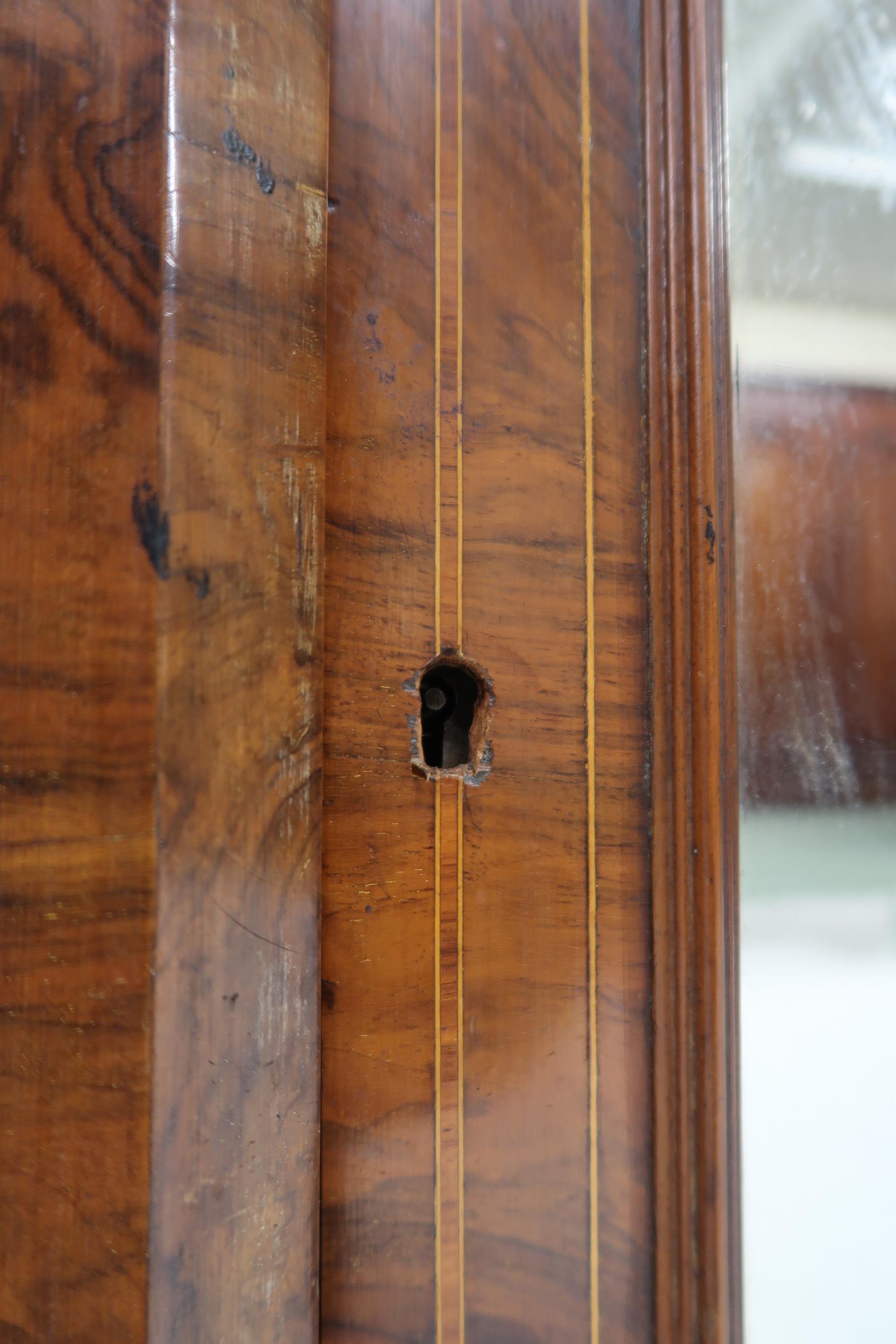 A VICTORIAN BURR WALNUT AND SATINWOOD INLAID CREDENZA  with shaped marble top over central - Image 12 of 13