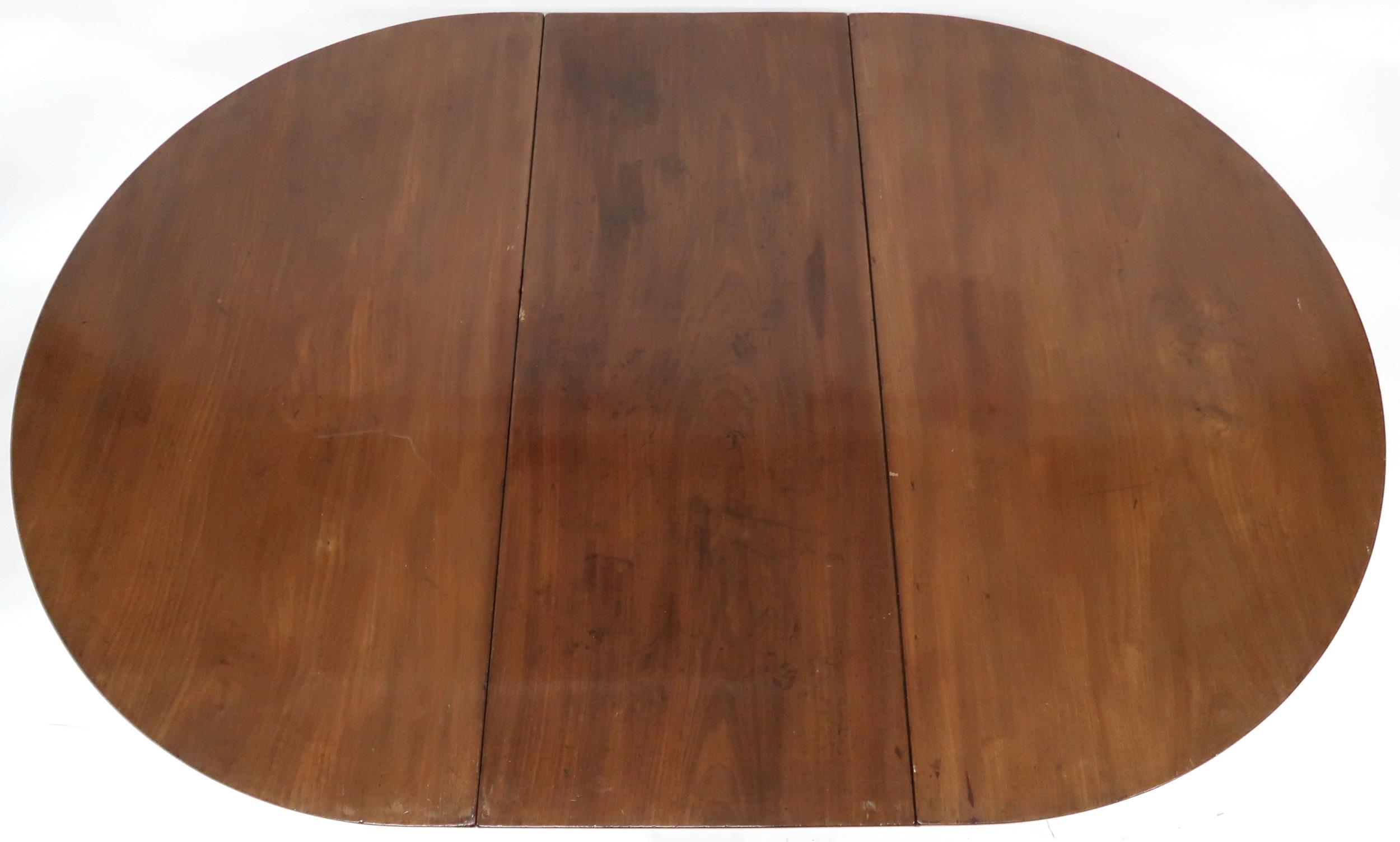 A VICTORIAN MAHOGANY DROPLEAF TABLE  with oval drop leaf top on square tapering supports terminating - Image 4 of 10