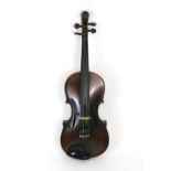 A LION-HEADED FIDDLE  A striking one-piece back violin, 35cm, featuring a lion's head scroll and