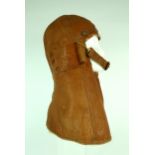 A WW1 ROYAL FLYING CORPS/AIR FORCE COWL PATTERN LEATHER FLYING HELMET Partially chamois-lined, the