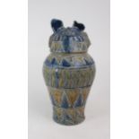 JENNIE HALE A large studio pottery jar and cover modelled as a cat, 29cm high Condition Report: