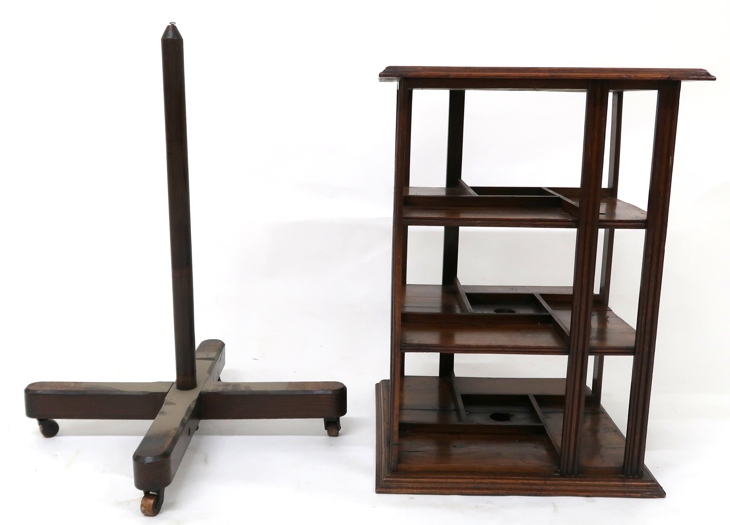 AN EARLY 20TH CENTURY OAK AND PINE GOODALL, LAMB & HEIGHWAY LTD MANCHESTER REVOLVING BOOKCASE - Image 9 of 9