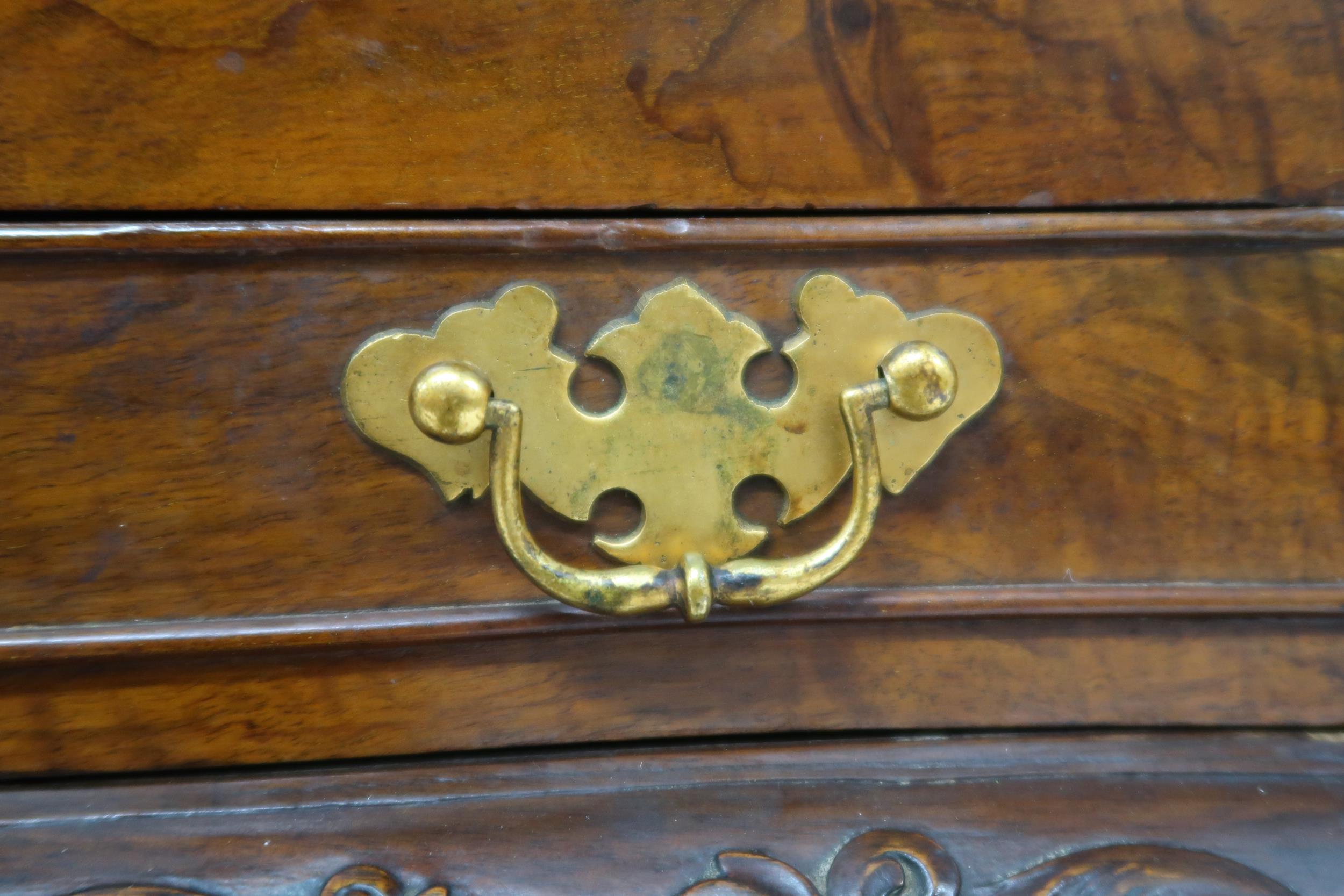 A 20TH CENTURY WALNUT METAMORPHIC DRINKS CABINET  with shaped cantilever top concealing bottle - Image 4 of 11