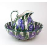 A WEMYSS IRIS PATTERN WASH BOWL AND EWER of typical form, with impressed and painted Goode and Co