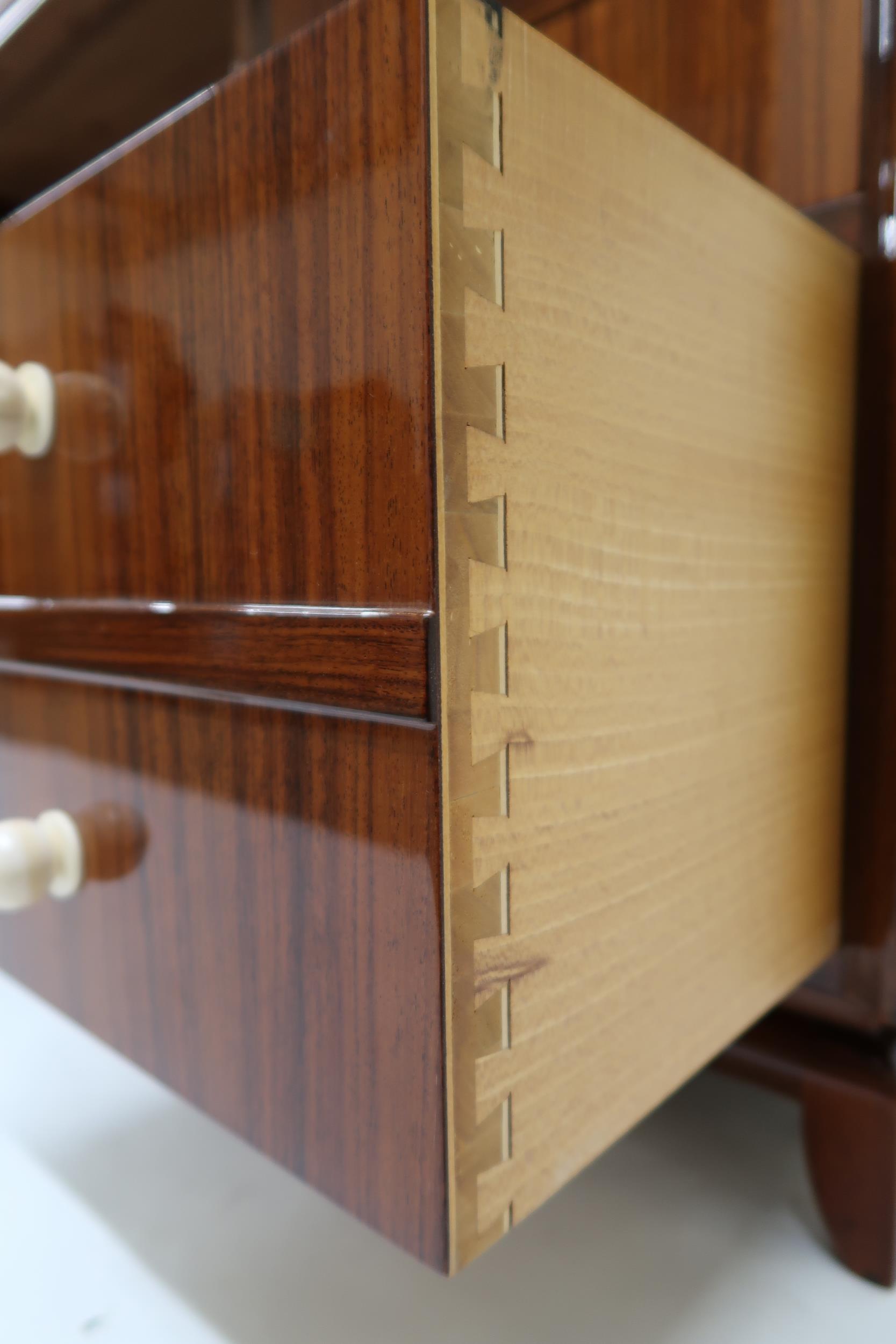 A LATE 20TH CENTURY ART DECO STYLE TWIN PEDESTAL DESK with shaped top on pair of four - Image 7 of 14