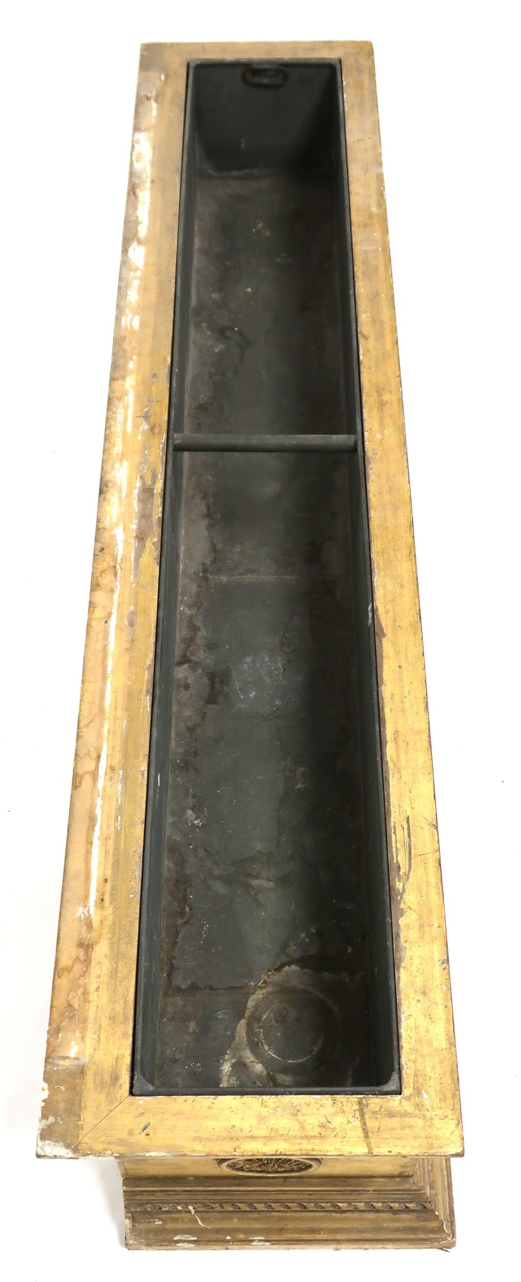 A LARGE 19TH CENTURY PINE GILT GESSO PLANT TROUGH  with moulded cornice over central scrolled - Image 9 of 11