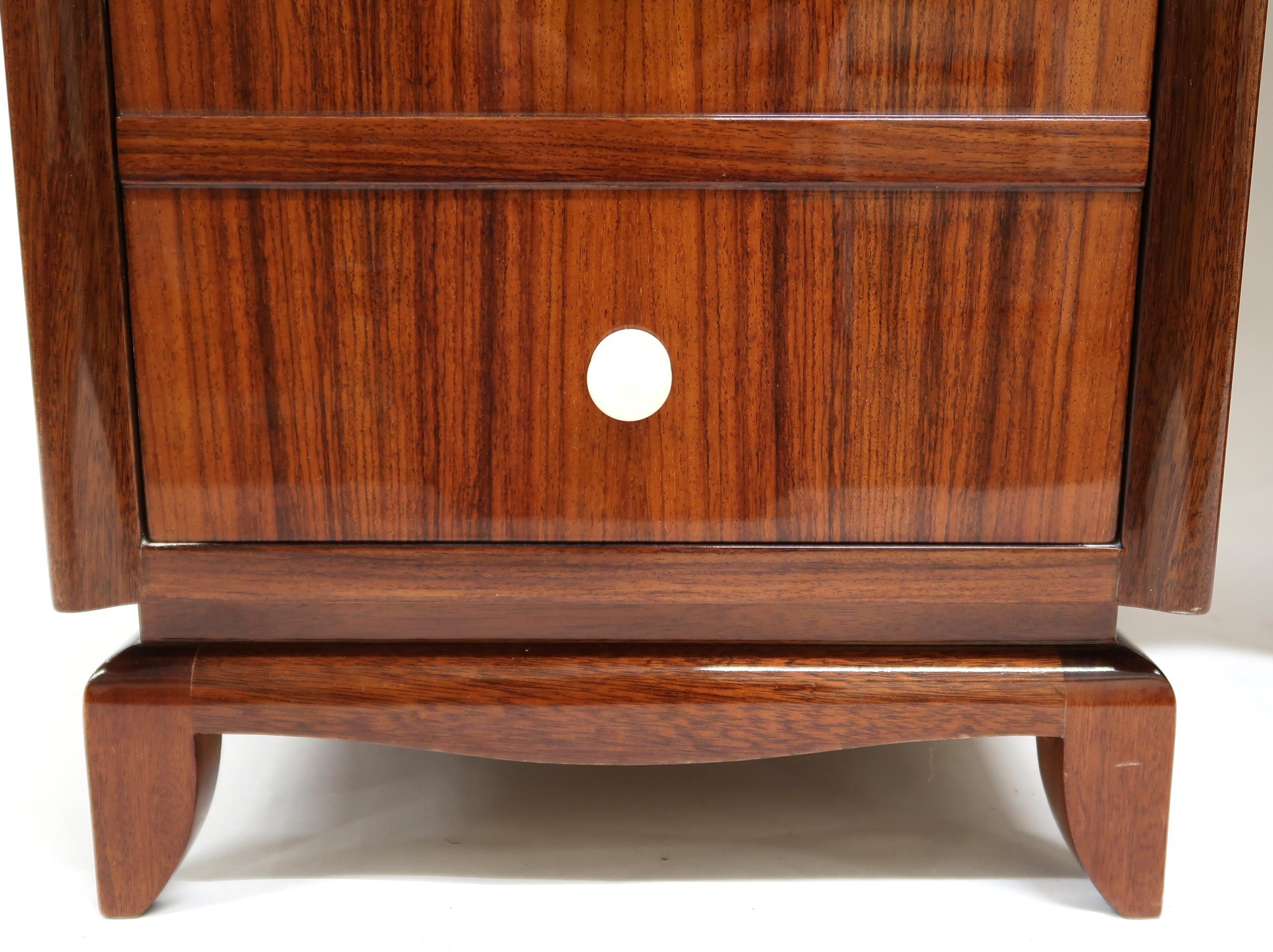 A LATE 20TH CENTURY ART DECO STYLE TWIN PEDESTAL DESK with shaped top on pair of four - Image 4 of 14