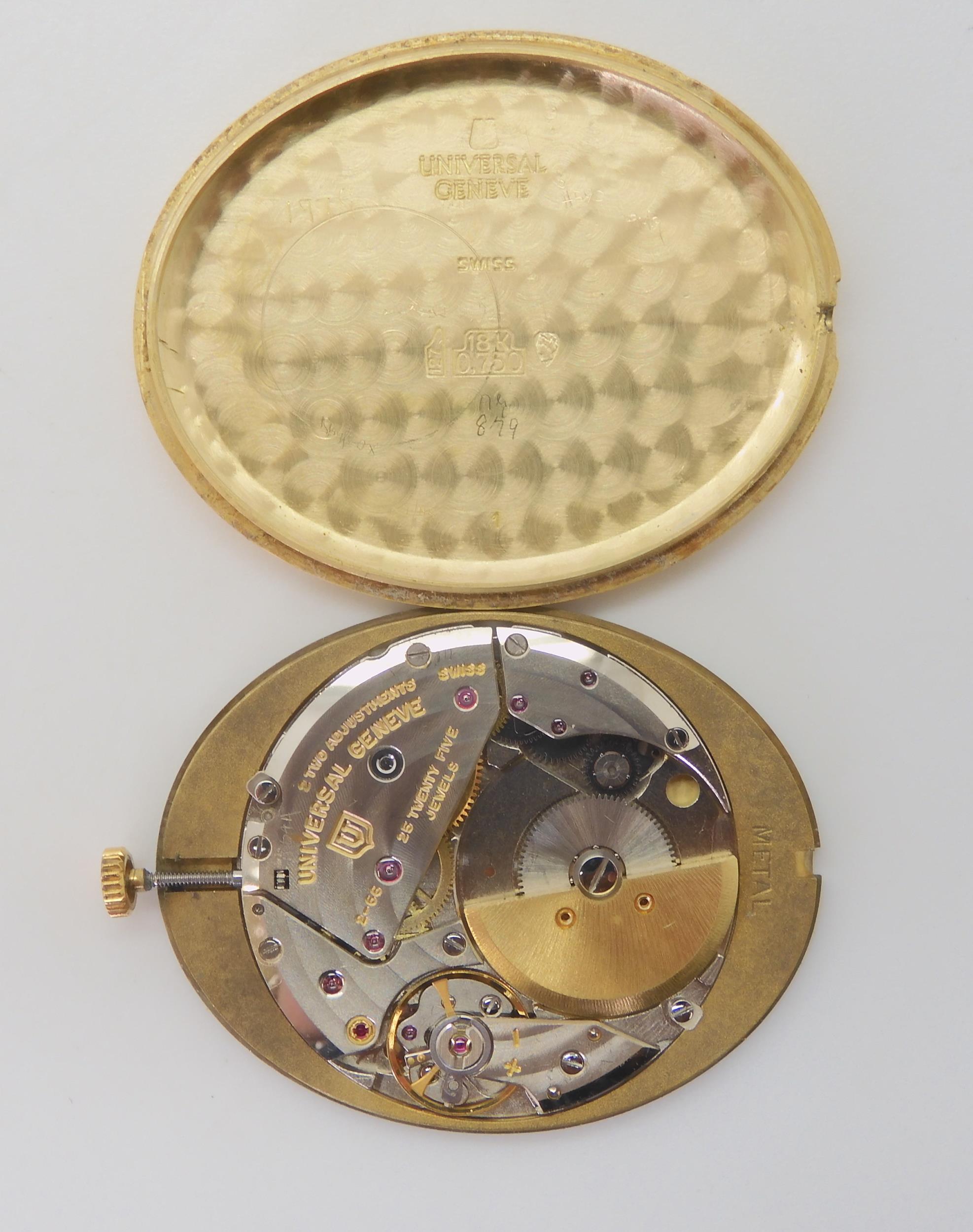 A UNIVERSAL GENEVE GOLDEN SHADOW  with an automatic movement, the case in 18ct gold with Swiss - Image 6 of 6