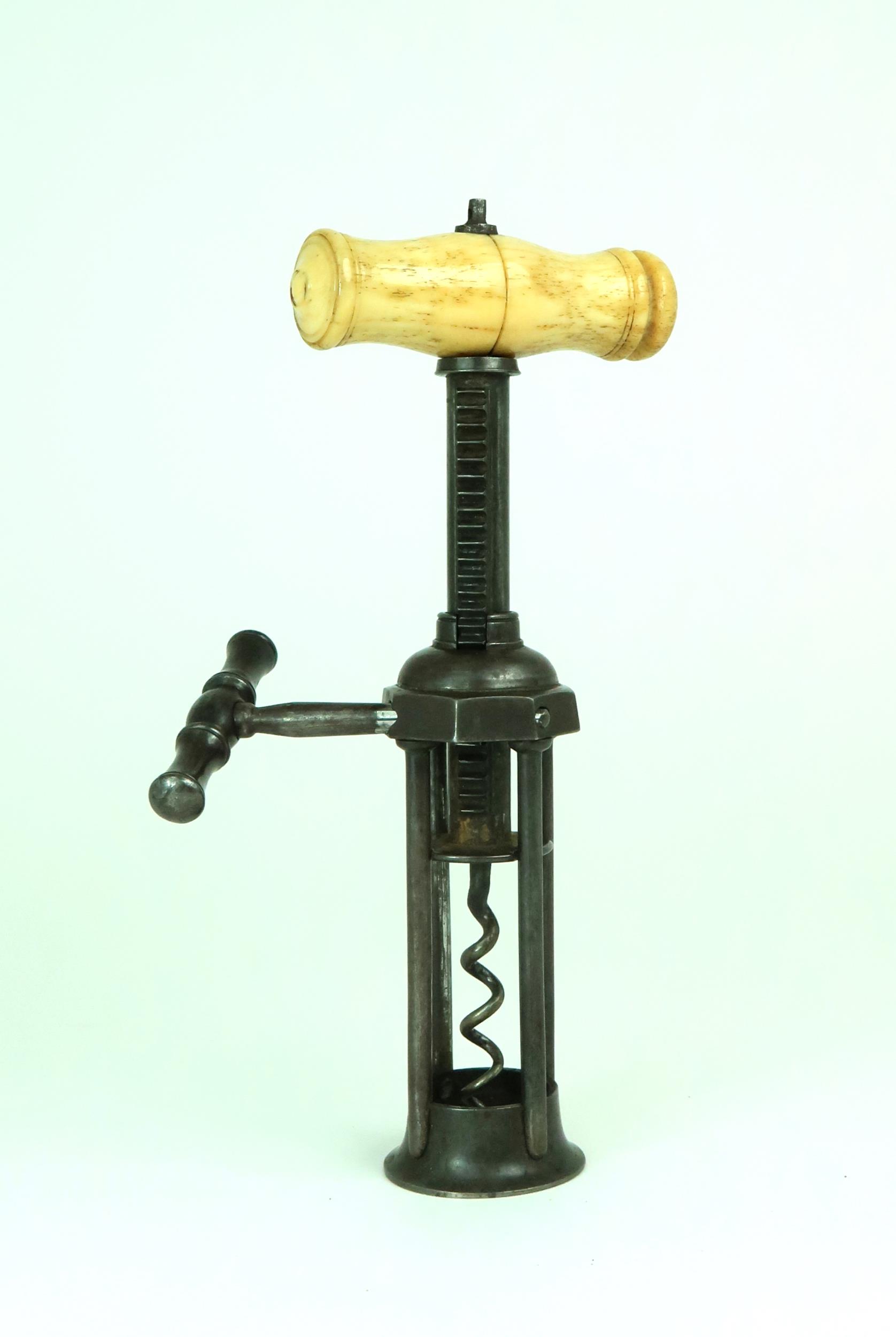 A 19TH CENTURY BONE-HANDLED CORKSCREW Of rack and pinion operation Condition Report:Available upon - Image 2 of 4