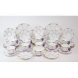 AN AYNSLEY VIOLET BUTTERFLY HANDLE PART TEASET pattern number B1233, comprising ten cups, twelve