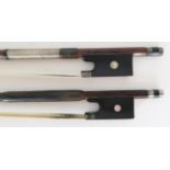 ERNST HEINRICH ROTH VIOLIN BOW The ebonised frog mounted with white metal ferule and screw