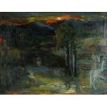 CAROLINE KININMONTH (SCOTTISH 1907-1978) HIGHLAND TWILIGHT Oil on board, signed lower right,