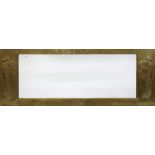 A 20TH CENTURY ARTS & CRAFTS BRASS FRAMED WALL MIRROR  brass frame embossed in the manner of Charles