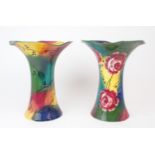 TWO WEMYSS LADY EVA VASES in Jazzy Wemyss pattern, 29cm high, one with painted Moorland mark (no