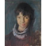 DAVID DONALDSON RSA RP LLD (SCOTTISH 1916-1996) GIRL IN A SCARF  Oil on canvas, signed upper left,