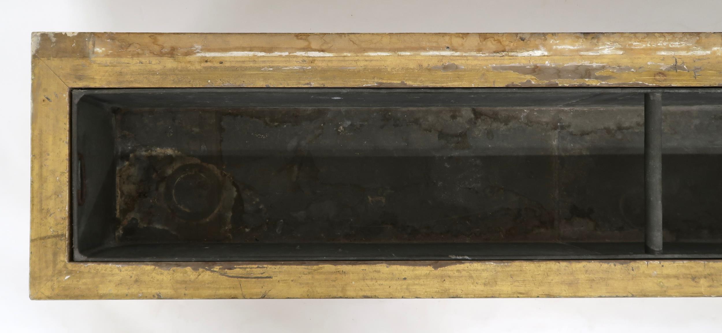 A LARGE 19TH CENTURY PINE GILT GESSO PLANT TROUGH  with moulded cornice over central scrolled - Image 7 of 11