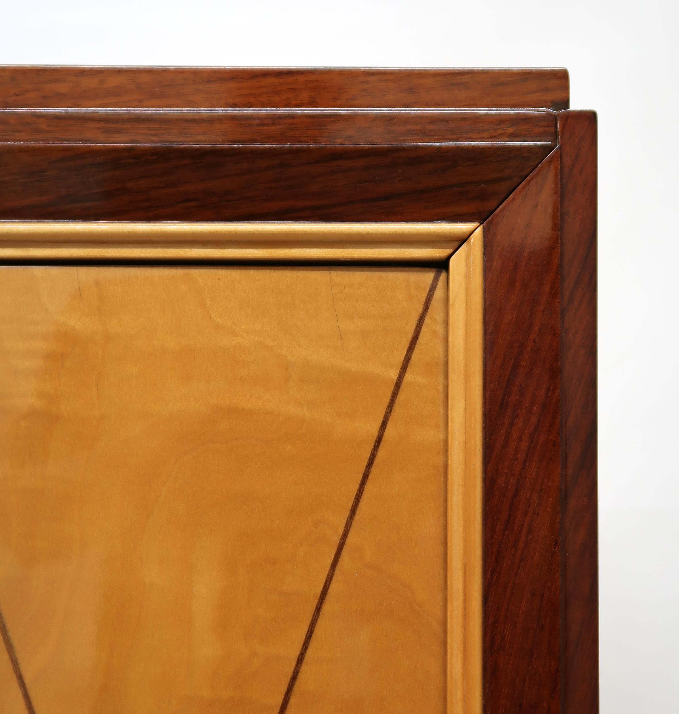 AN EARLY-20TH CENTURY FRENCH MAHOGANY AND SYCAMORE ART DECO OFFICE CABINET IN THE MANNER OF JULES - Image 4 of 16