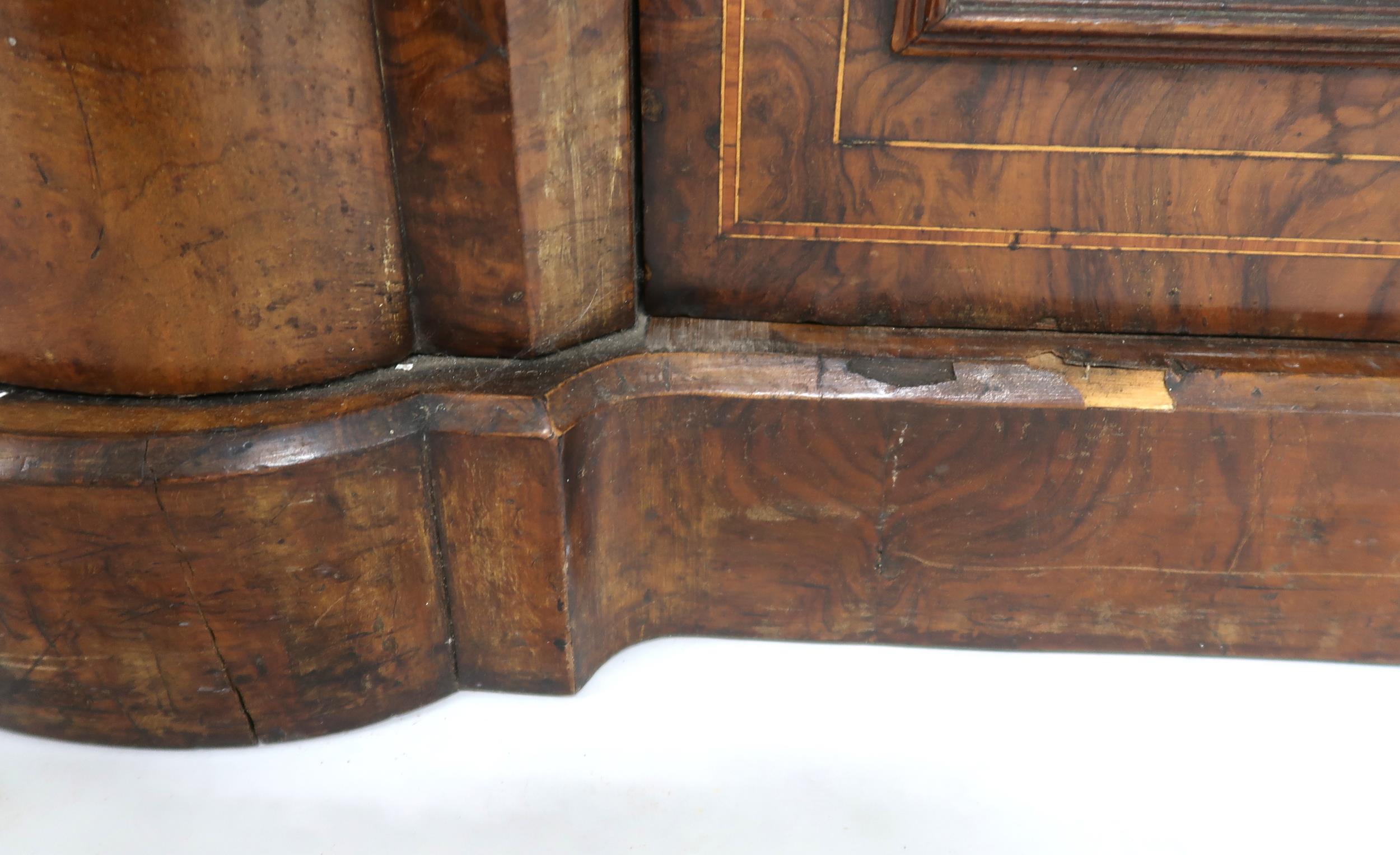 A VICTORIAN BURR WALNUT AND SATINWOOD INLAID CREDENZA  with shaped marble top over central - Image 5 of 13