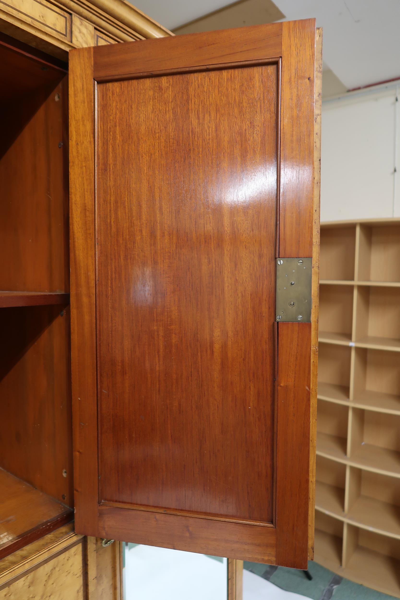 A VICTORIAN BIRDSEYE MAPLE COMPACTUM WARDROBE & ACCOMPANYING BEDSIDE CABINET wardrobe with moulded - Image 12 of 22