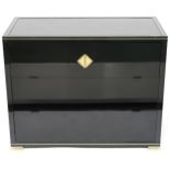 A MID-20TH CENTURY FRENCH PIERRE VANDEL BUFFET CHEST black lacquer and glass with gilt trim and
