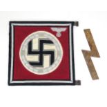 A WW2 GERMAN THIRD REICH HIGH-RANKING OFFICIAL'S CAR PENNANT The central embroidered swastika