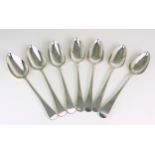 A SET OF SIX GEORGE III TABLESPOONS by Thomas Daniel, London 1803, in the Old English pattern,