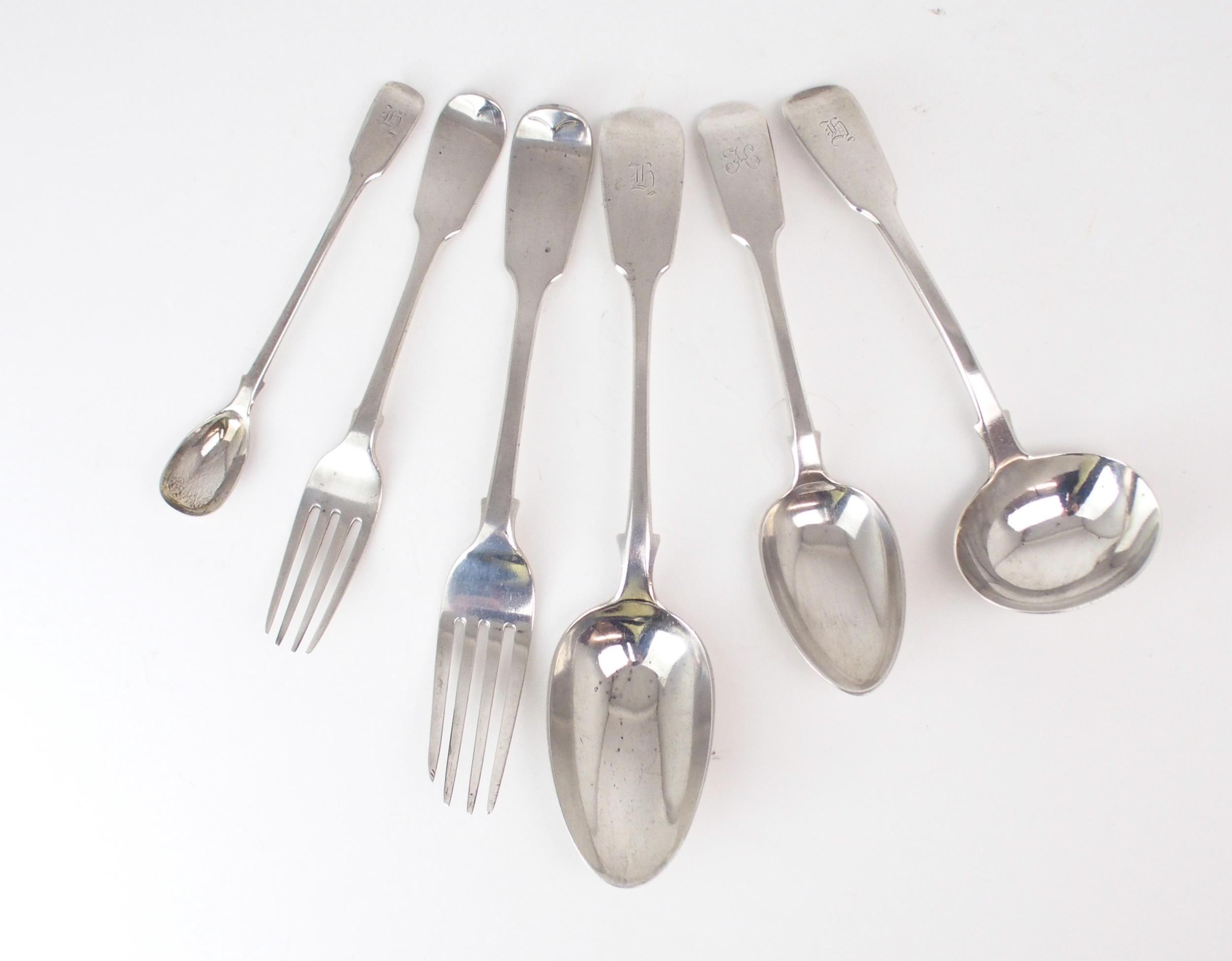 A PART SUITE OF VICTORIAN SILVER CUTLERY mainly by George Adams, London, various dates, comprising