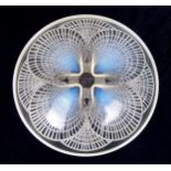 LALIQUE COQUILLES OPALESCENT AND CLEAR GLASS BOWL decorated with shells, wheel cut signature and