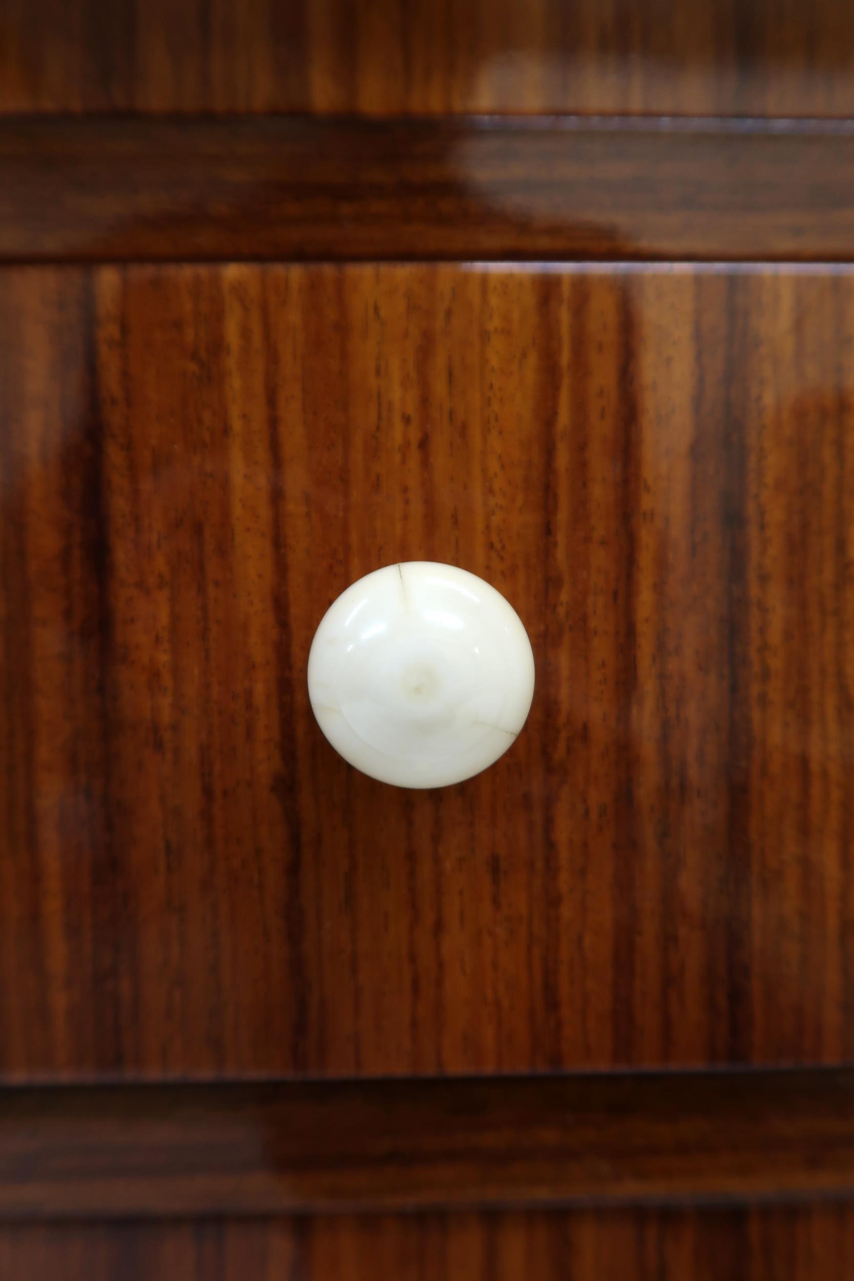 A LATE 20TH CENTURY ART DECO STYLE TWIN PEDESTAL DESK with shaped top on pair of four - Image 10 of 14