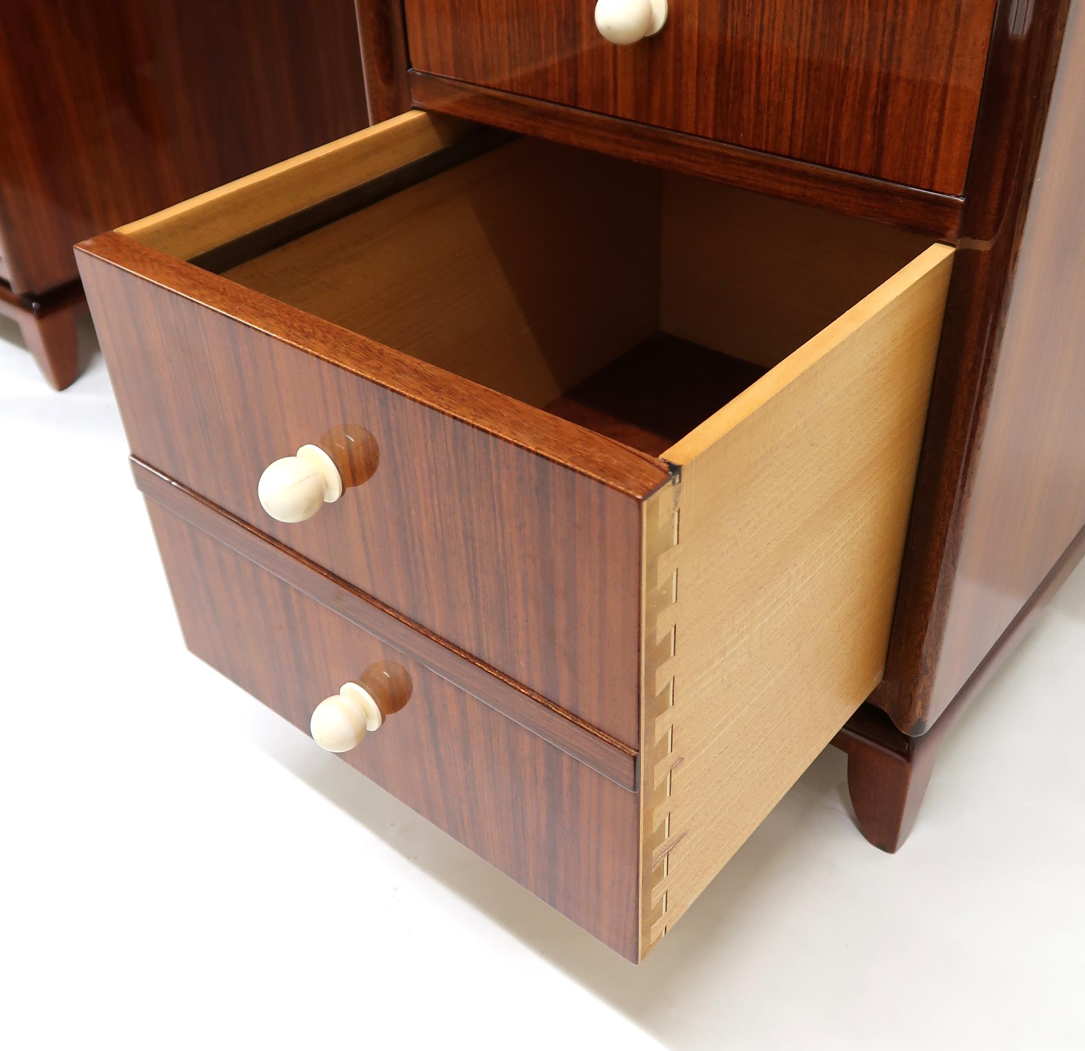 A LATE 20TH CENTURY ART DECO STYLE TWIN PEDESTAL DESK with shaped top on pair of four - Image 6 of 14