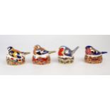 FOUR ROYAL CROWN DERBY PAPERWEIGHTS including Bullfinch Nesting, Robin Nesting, Chaffinch Nesting