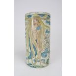 HANNAH  MOORE WALTON (1863-1940) An Art Nouveau Scottish pottery cylindrical vase, painted in