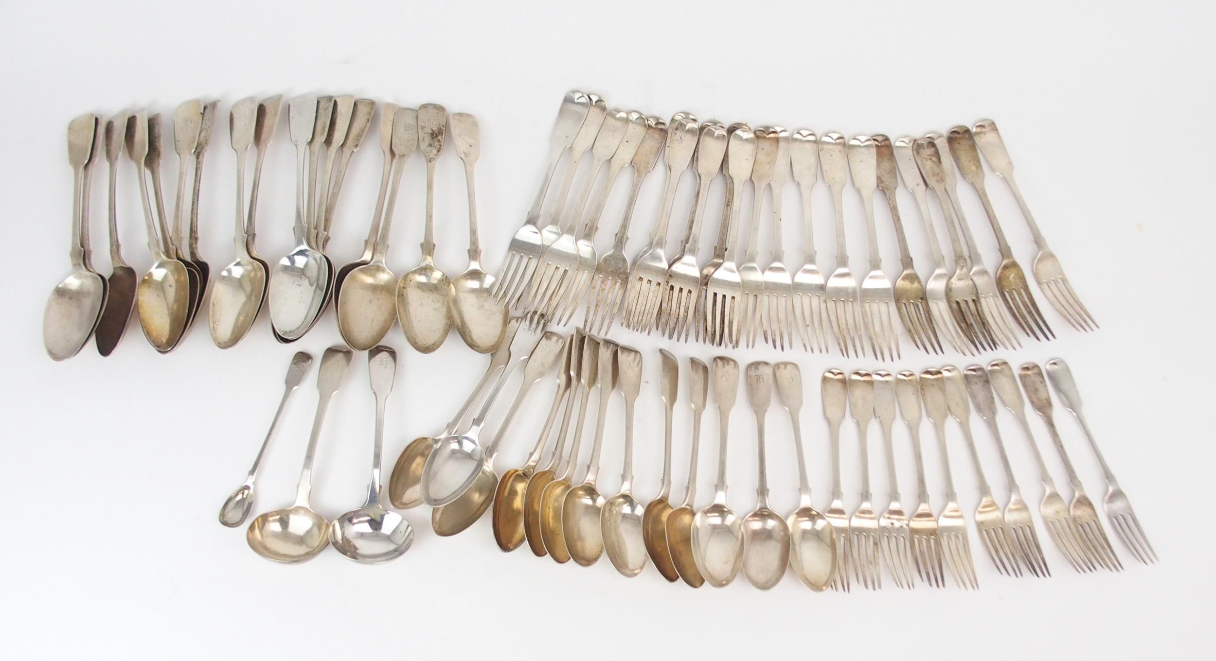 A PART SUITE OF VICTORIAN SILVER CUTLERY mainly by George Adams, London, various dates, comprising - Image 4 of 4