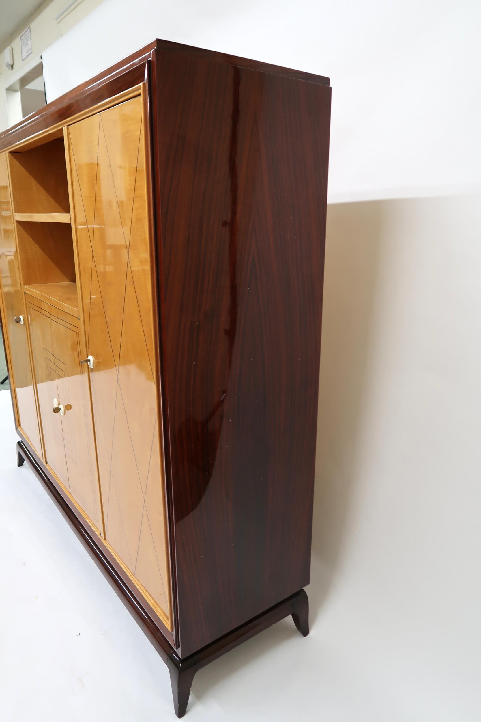 AN EARLY-20TH CENTURY FRENCH MAHOGANY AND SYCAMORE ART DECO OFFICE CABINET IN THE MANNER OF JULES - Image 15 of 16