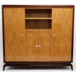 AN EARLY-20TH CENTURY FRENCH MAHOGANY AND SYCAMORE ART DECO OFFICE CABINET IN THE MANNER OF JULES