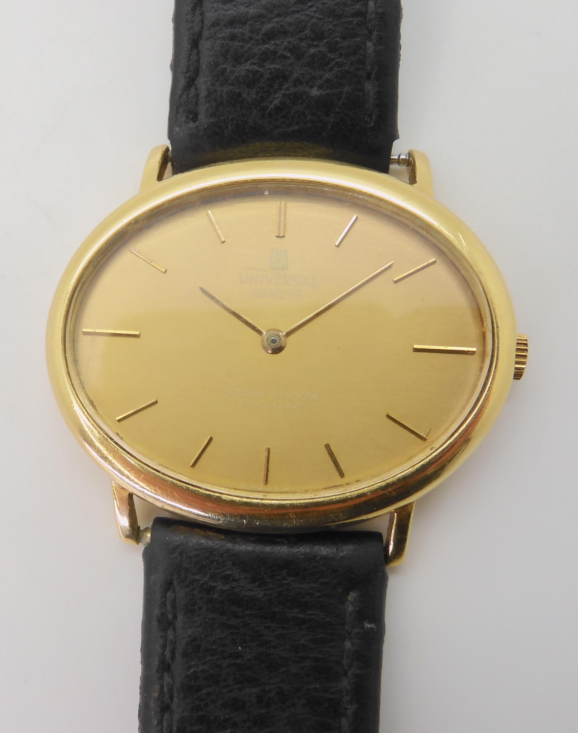 A UNIVERSAL GENEVE GOLDEN SHADOW  with an automatic movement, the case in 18ct gold with Swiss - Image 3 of 6