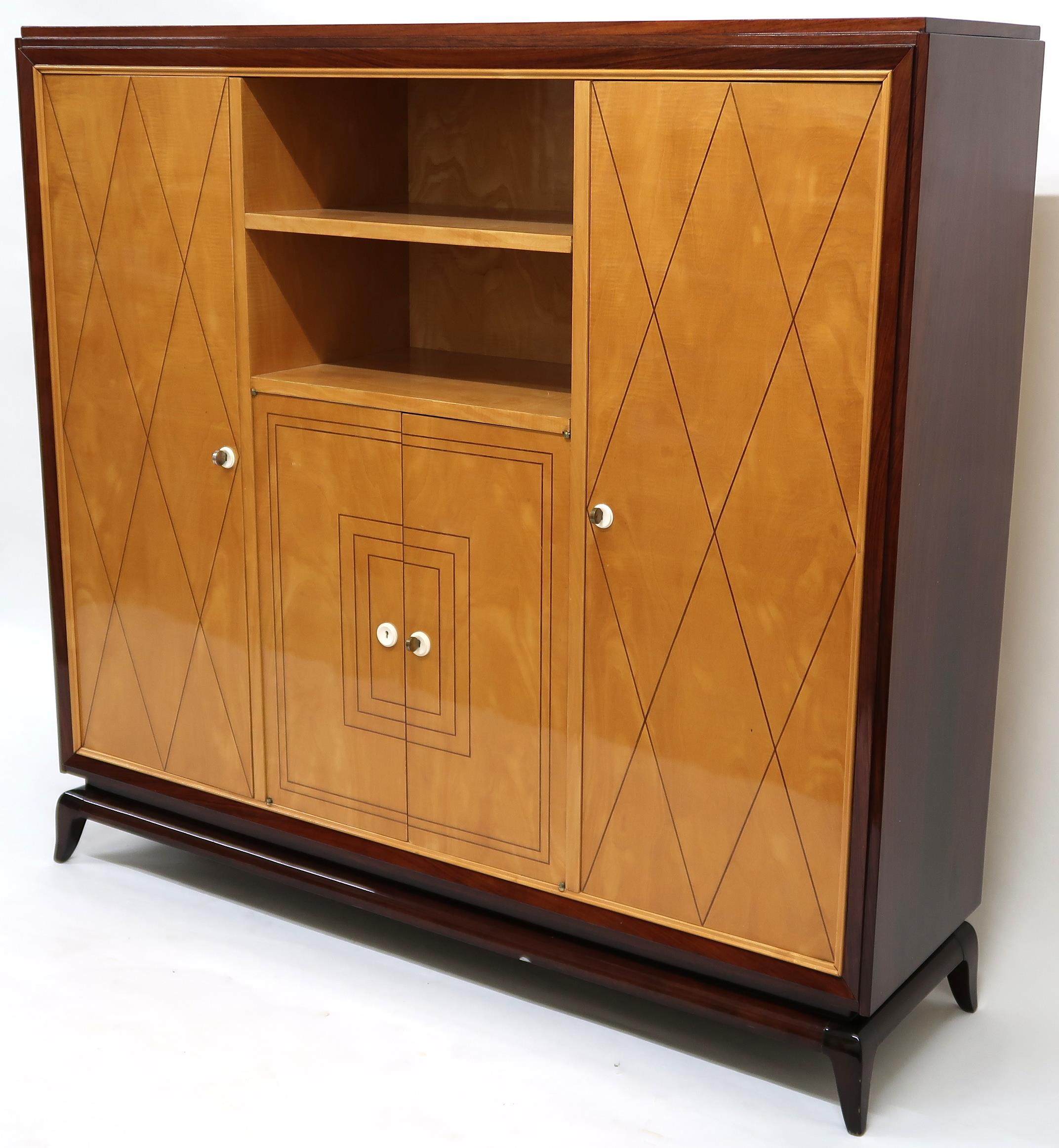 AN EARLY-20TH CENTURY FRENCH MAHOGANY AND SYCAMORE ART DECO OFFICE CABINET IN THE MANNER OF JULES - Image 2 of 16