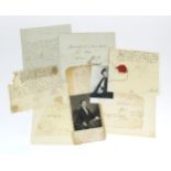 A COLLECTION OF HISTORICAL MANUSCRIPTS To include signatures of King George II (with wax seal),