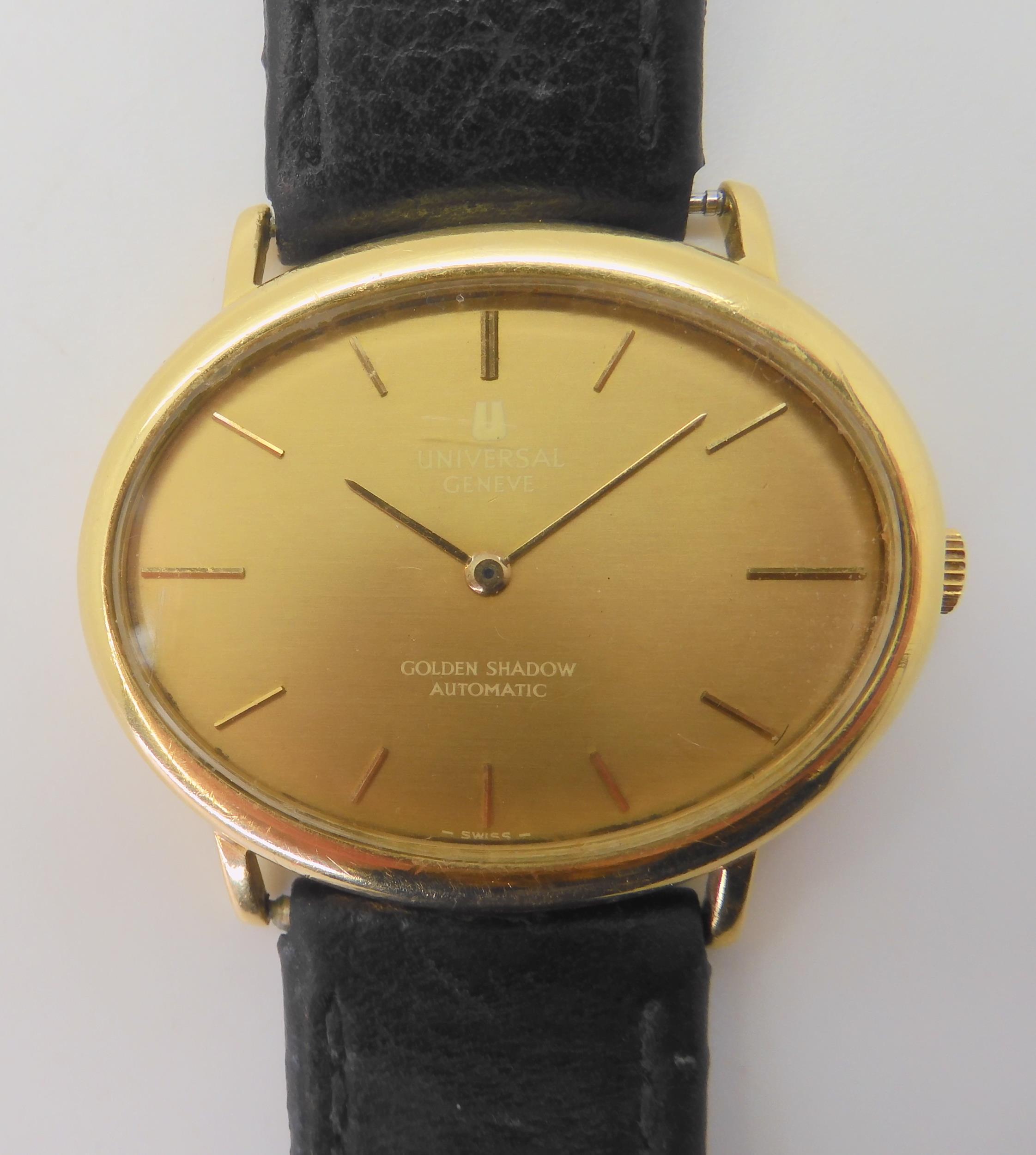 A UNIVERSAL GENEVE GOLDEN SHADOW  with an automatic movement, the case in 18ct gold with Swiss - Image 4 of 6
