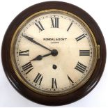 A LATE 19TH/EARLY-20TH CENTURY KENDAL & DENT, LONDON MAHOGANY CASED WALL CLOCK  with brass rimmed