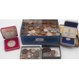 A lot of coins to include George III sixpence 1816, Victoria shilling 1887, a 60th Anniversary of