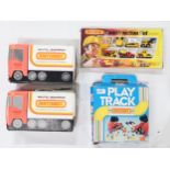 Two Lesney Matchbox Vehicle Transporter carry cases, each containing a variety of model; together